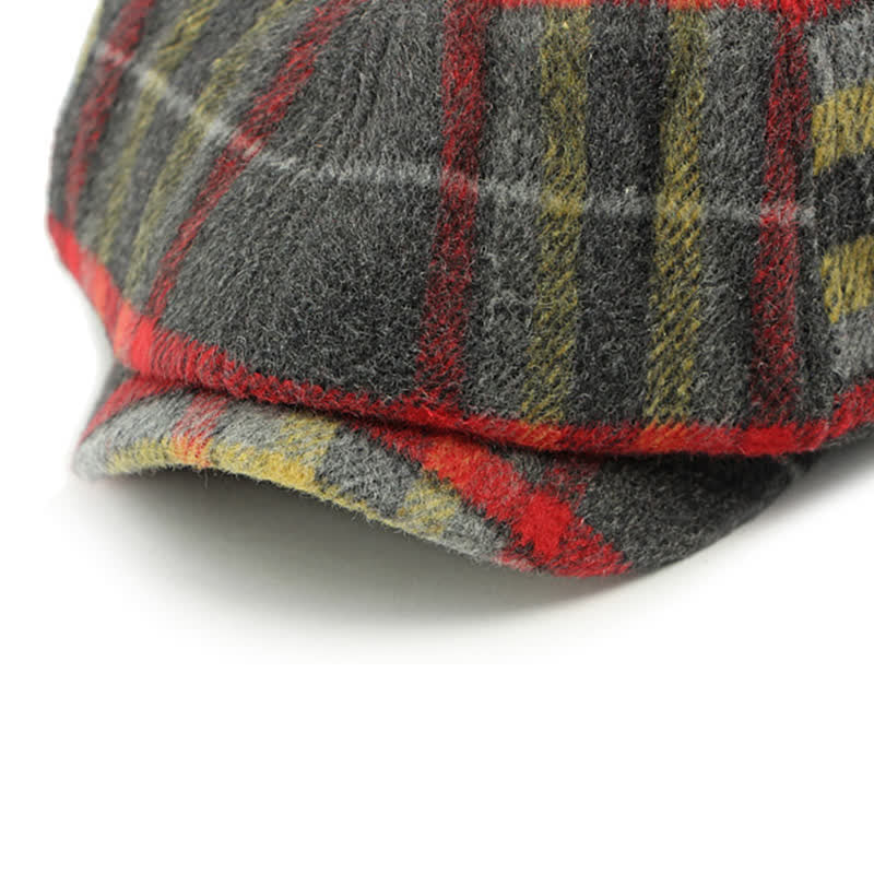 Traditional Plaid Eight Panel Newsboy Cap British Beret Hat - image 9