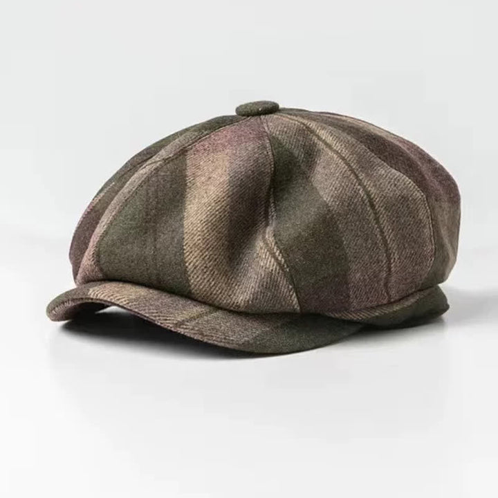 Classical Plaid Artist Painter Octagon Beret Hat - Army Green - M (22"-22 7/8") - image 0