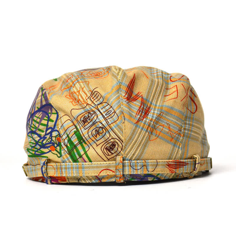 Unique Stylish Graffiti Pattern Plaid Beret Hat - image 2