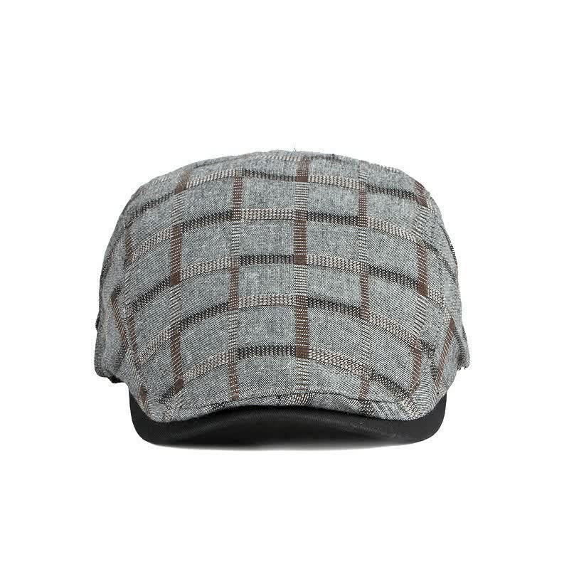 Simple Plaid Pattern Contrast Color Beret Hat - image 1