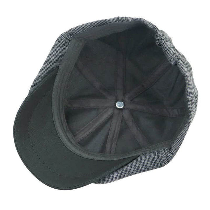 Casual Houndstooth Patchwork Color Beret Hat - image 2