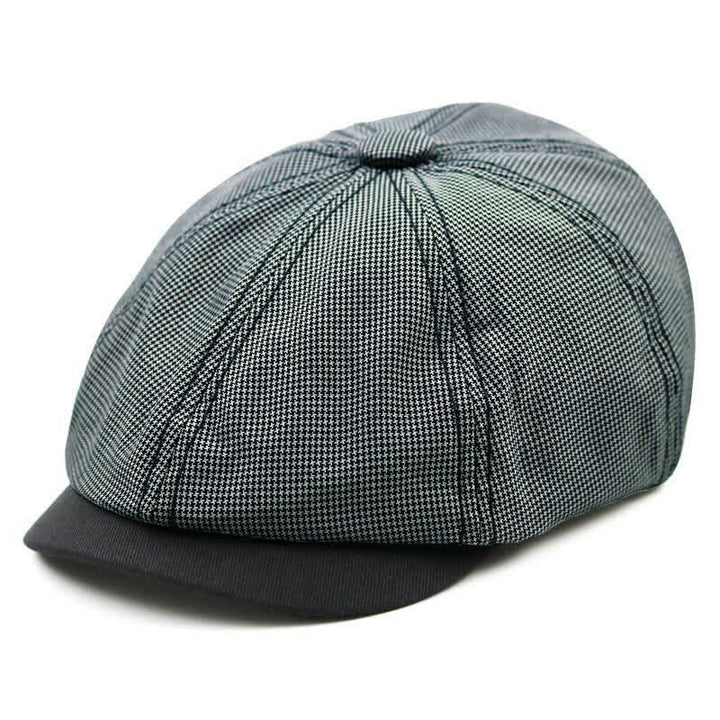 Casual Houndstooth Patchwork Color Beret Hat - Dark Gray - Adjustable (22"-23 1/4") - image 0