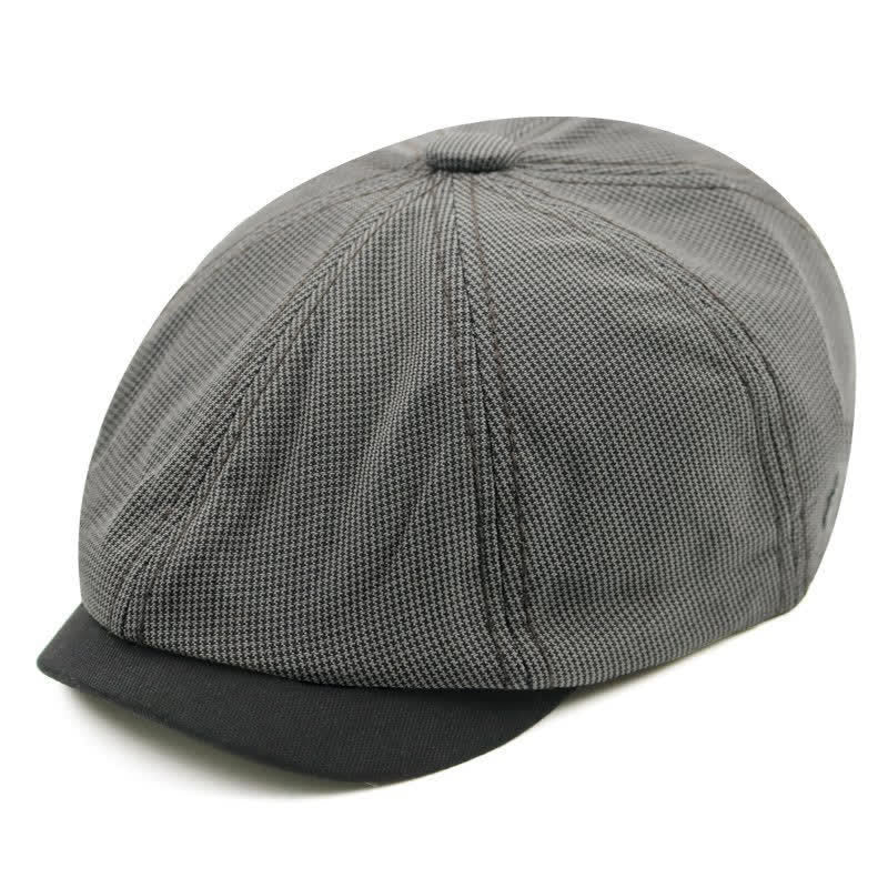 Casual Houndstooth Patchwork Color Beret Hat - Coffee - Adjustable (22"-23 1/4") - image 6