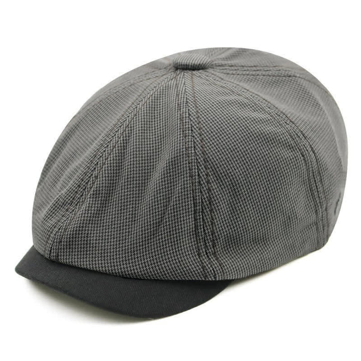 Casual Houndstooth Patchwork Color Beret Hat - Coffee - Adjustable (22"-23 1/4") - image 6
