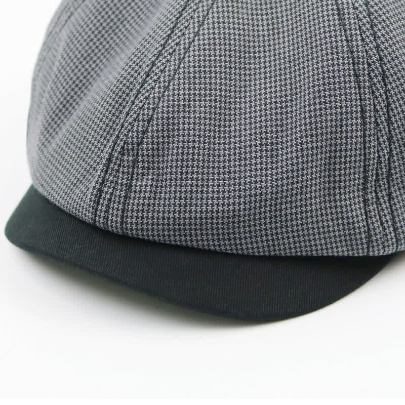 Casual Houndstooth Patchwork Color Beret Hat - image 4