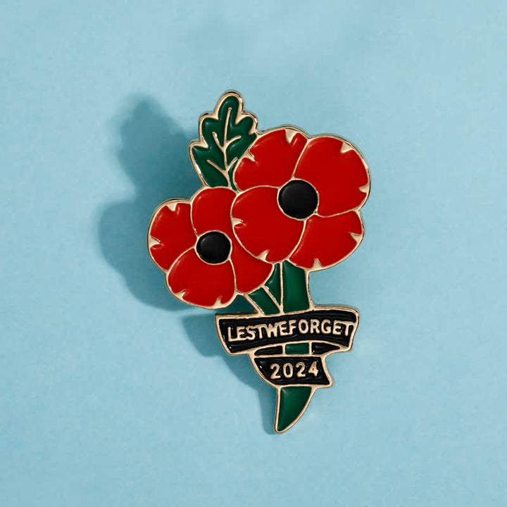 Memorial Day Black Red Poppy Lest We Forget Brooch - image 2