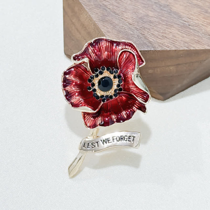 Red Poppy Remembrance Day Lest We Forget Brooch - Red - image 0