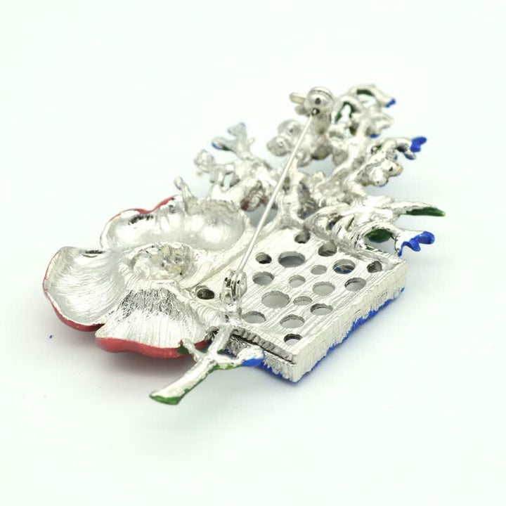Poppy Rhinestone Flower Brooch with Picture Frame - image 4