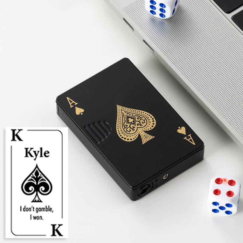 Poker Cards Personalized Custom Back Refillable Butane Lighter - Black A - Design #E - image 49