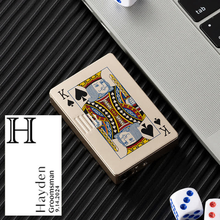 Poker Cards Personalized Custom Back Refillable Butane Lighter - Gold K - Design #H - image 31