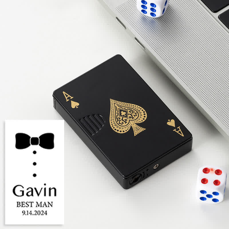 Poker Cards Personalized Custom Back Refillable Butane Lighter - Black A - Design #I - image 53