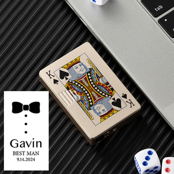Poker Cards Personalized Custom Back Refillable Butane Lighter - Gold K - Design #I - image 32