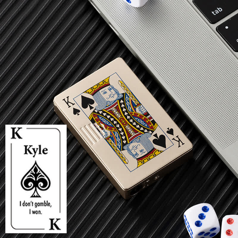 Poker Cards Personalized Custom Back Refillable Butane Lighter - Gold K - Design #E - image 28