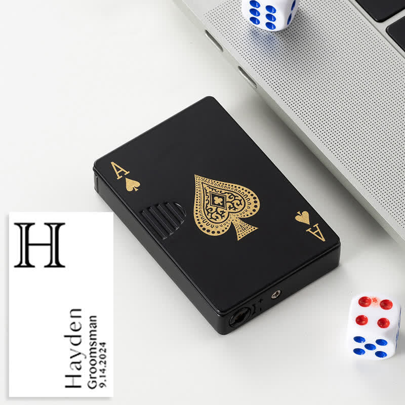 Poker Cards Personalized Custom Back Refillable Butane Lighter - Black A - Design #H - image 52