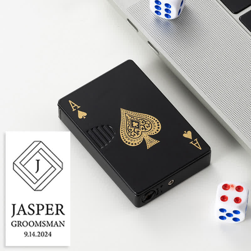 Poker Cards Personalized Custom Back Refillable Butane Lighter - Black A - Design #G - image 51