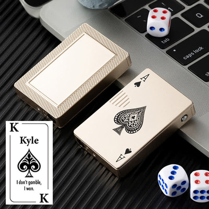 Poker Cards Personalized Custom Back Refillable Butane Lighter - Gold A - Design #E - image 16