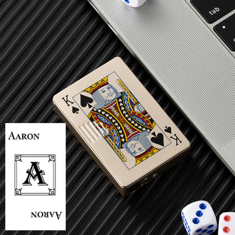 Poker Cards Personalized Custom Back Refillable Butane Lighter - Gold K - Design #A - image 24