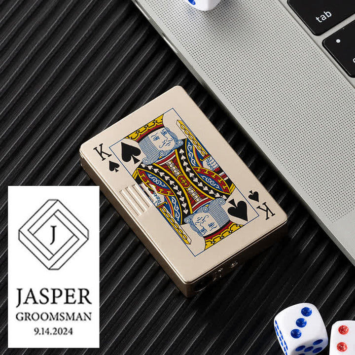 Poker Cards Personalized Custom Back Refillable Butane Lighter - Gold K - Design #G - image 30