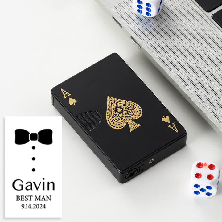 Poker Cards Personalized Custom Back Refillable Butane Lighter - Black A - Design #I - image 53