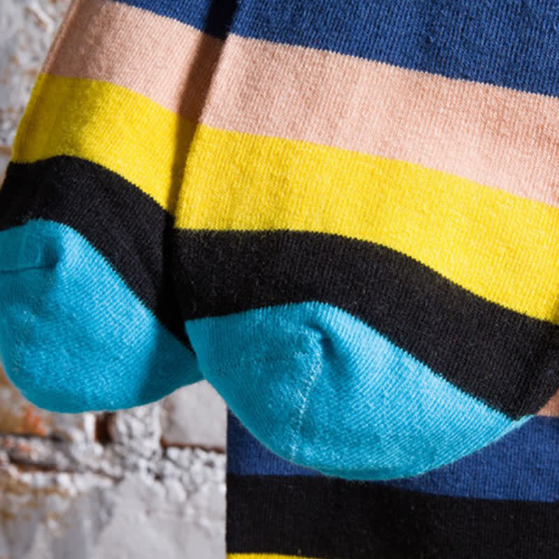 Men's Colorful Rainbow Striped Cotton Crew Socks - image 7