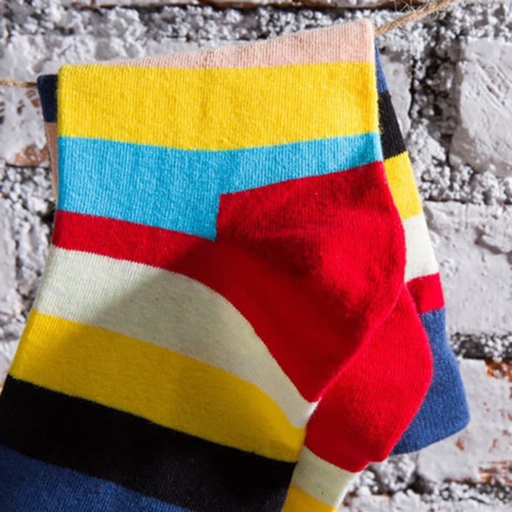 Men's Colorful Rainbow Striped Cotton Crew Socks - image 6