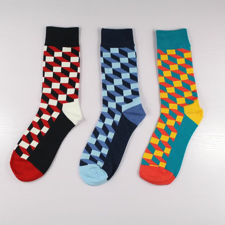 Men's Funny Novelty Crazy Checked Cotton Crew Socks - image 1