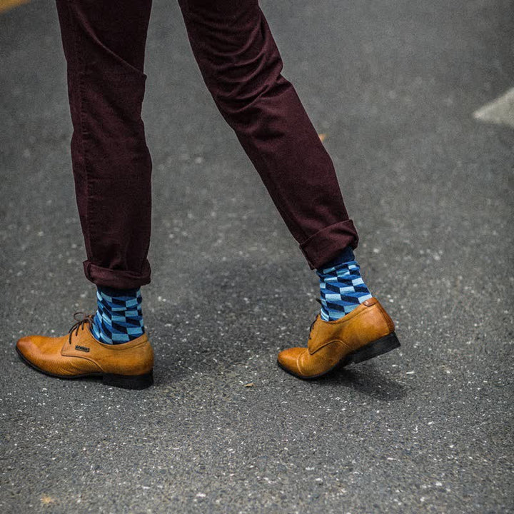 Men's Funny Novelty Crazy Checked Cotton Crew Socks - image 3