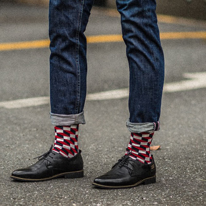 Men's Funny Novelty Crazy Checked Cotton Crew Socks - image 6