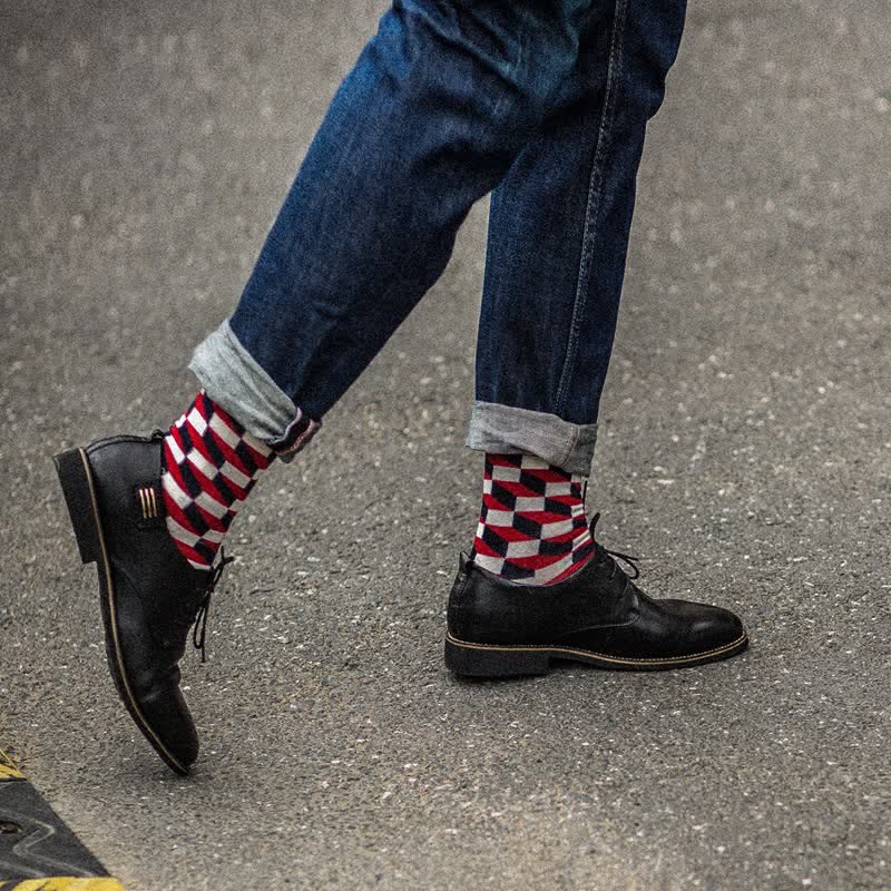 Men's Funny Novelty Crazy Checked Cotton Crew Socks - image 5
