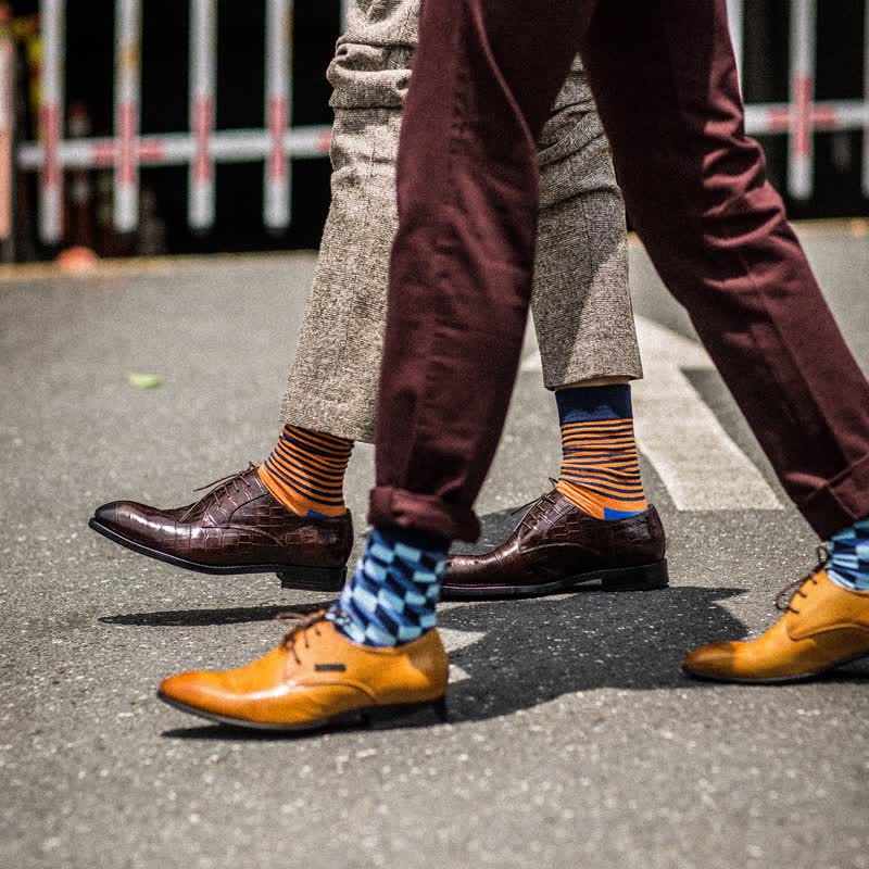 Men's Funny Novelty Crazy Checked Cotton Crew Socks - image 0