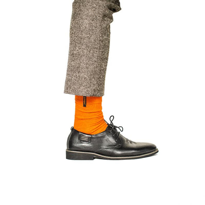 Men's Solid Color British Gentleman Cotton Crew Socks - Orange - 6 Pairs - One Size (US 6.5 - US 10) - image 14