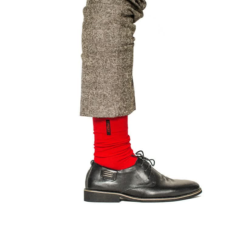Men's Solid Color British Gentleman Cotton Crew Socks - Red - 6 Pairs - One Size (US 6.5 - US 10) - image 2