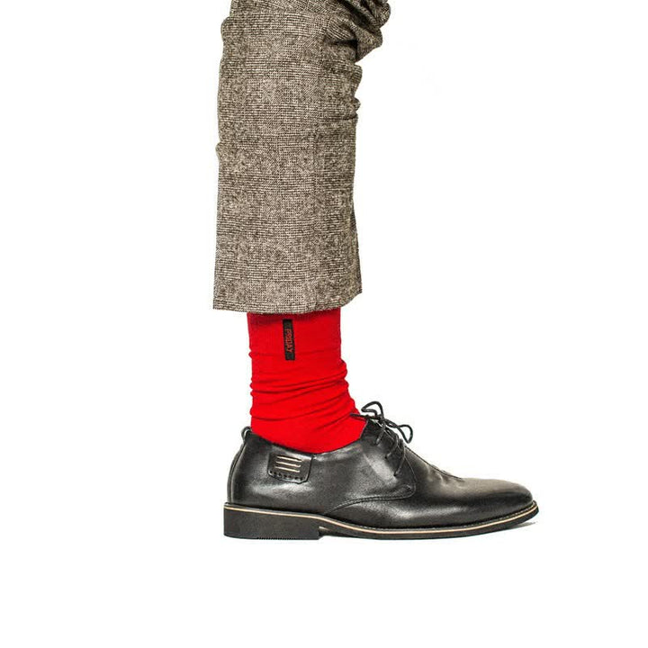 Men's Solid Color British Gentleman Cotton Crew Socks - Red - 6 Pairs - One Size (US 6.5 - US 10) - image 2