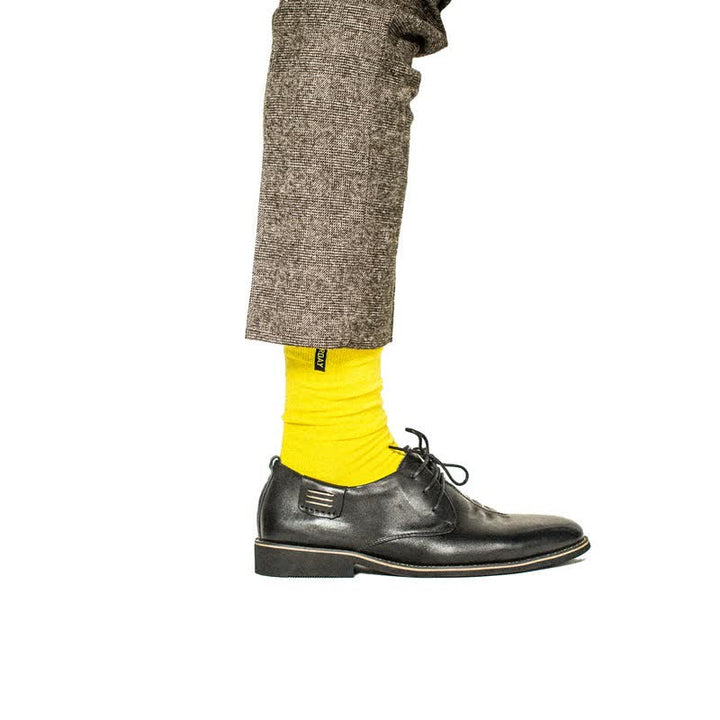 Men's Solid Color British Gentleman Cotton Crew Socks - Yellow - 6 Pairs - One Size (US 6.5 - US 10) - image 12