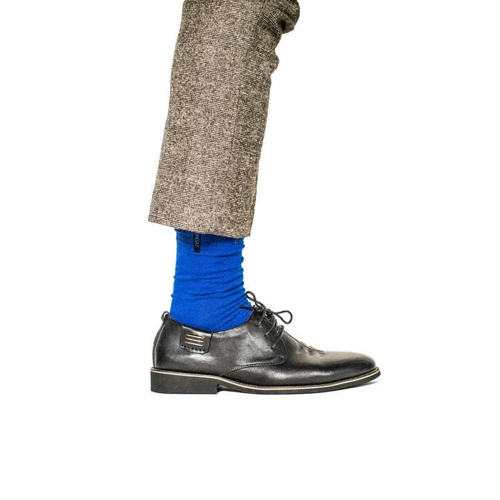 Men's Solid Color British Gentleman Cotton Crew Socks - Royal - 6 Pairs - One Size (US 6.5 - US 10) - image 6