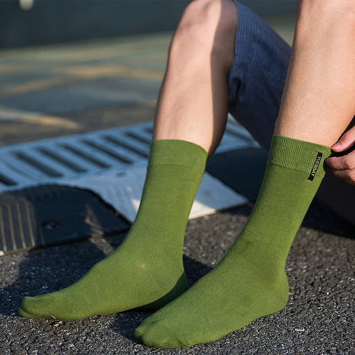 Men's Solid Color British Gentleman Cotton Crew Socks - image 10
