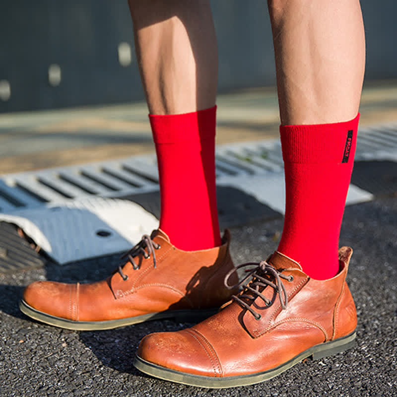 Men's Solid Color British Gentleman Cotton Crew Socks - image 4