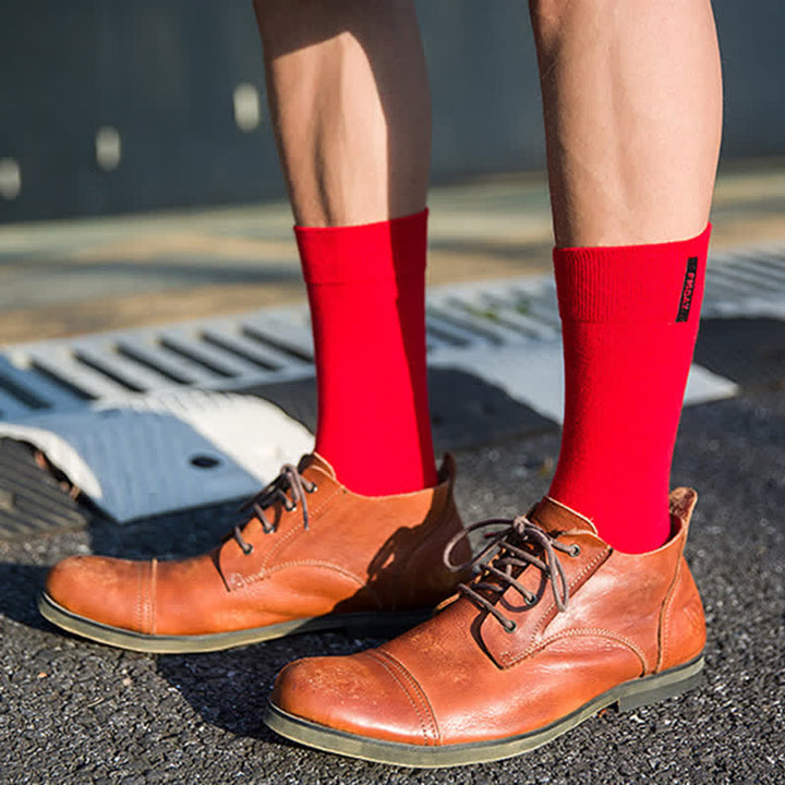 Men's Solid Color British Gentleman Cotton Crew Socks - image 4