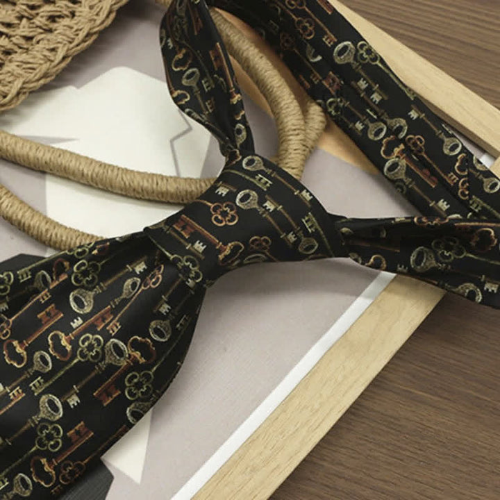 Men's Retro Intricated Black Keys Printed Necktie - image 1