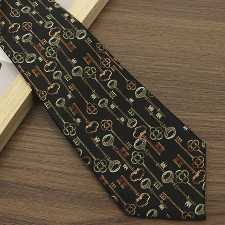 Men's Retro Intricated Black Keys Printed Necktie - image 2