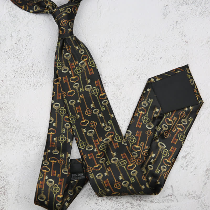 Men's Retro Intricated Black Keys Printed Necktie - image 3