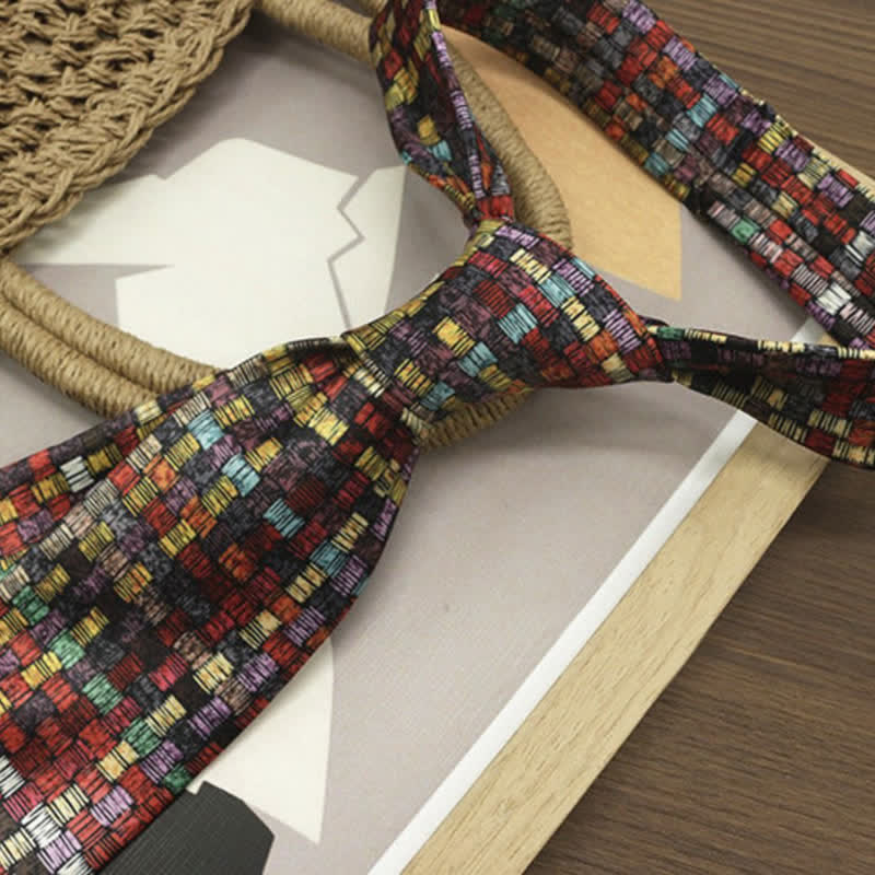Men's Funny Colorful Grid Printed Necktie - image 1