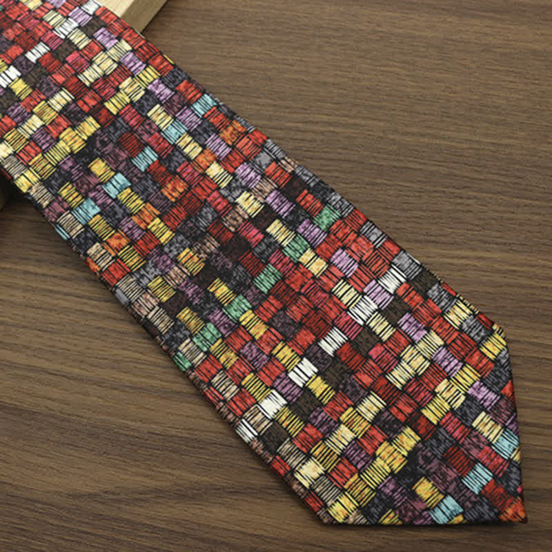 Men's Funny Colorful Grid Printed Necktie - image 2