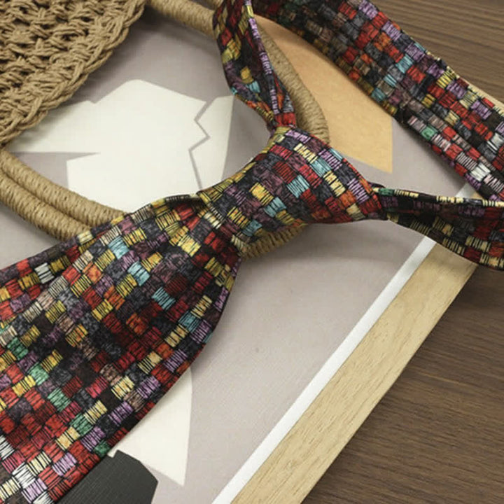 Men's Funny Colorful Grid Printed Necktie - image 1