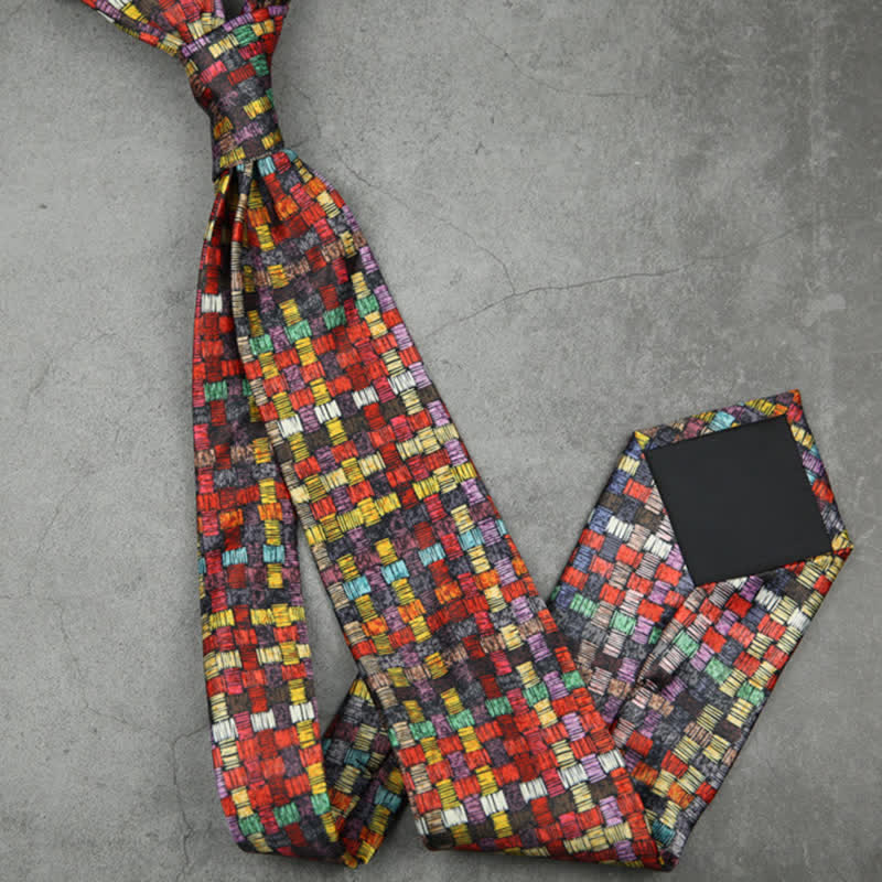 Men's Funny Colorful Grid Printed Necktie - image 3