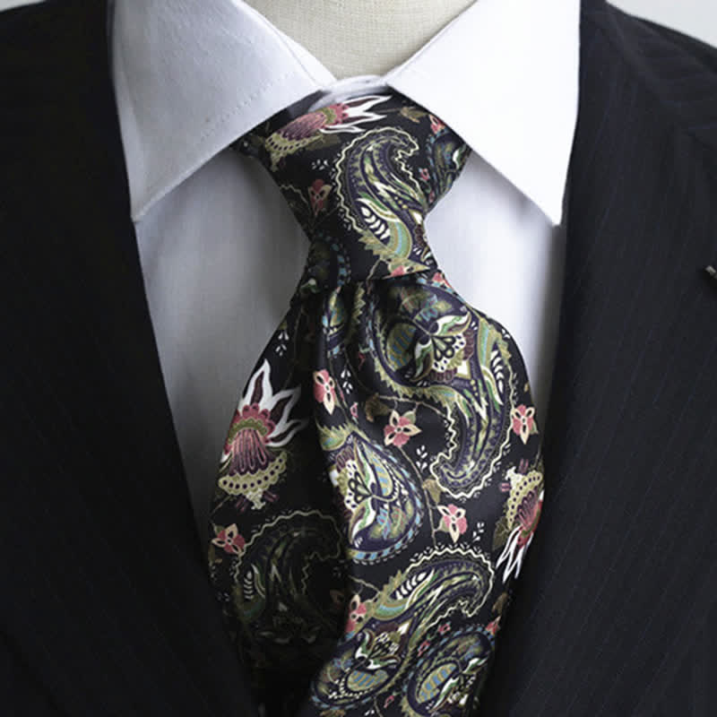 Men's Dark Green Fantastic Paisley Printed Necktie - Dark Green - image 0