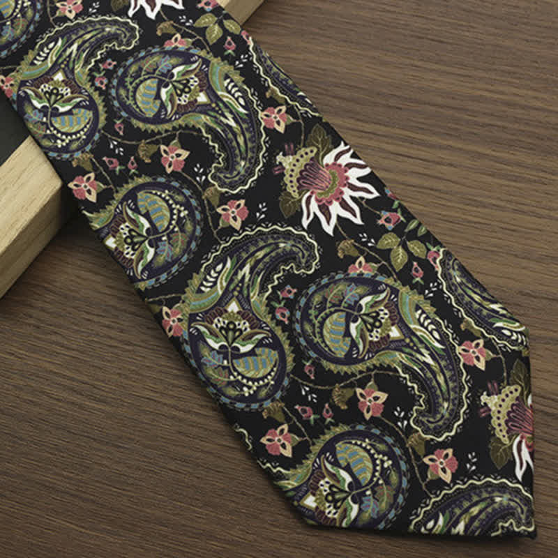 Men's Dark Green Fantastic Paisley Printed Necktie - image 2