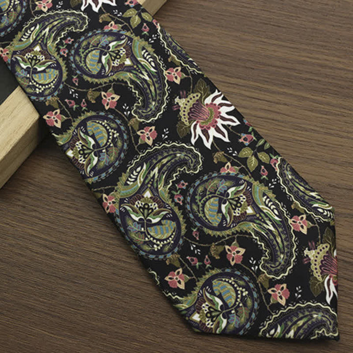 Men's Dark Green Fantastic Paisley Printed Necktie - image 2