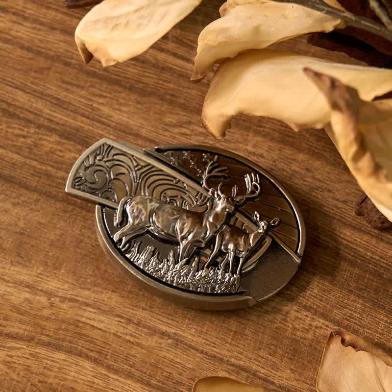 Creative DIY Deer Hidden Knife Belt Buckle Cross Necklace Rose Ring Bundle Set - image 3