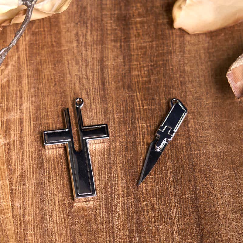 DIY Galloping Horse Hidden Knife Belt Buckle Bull Pendant Cross Necklace Bundle Set - image 3